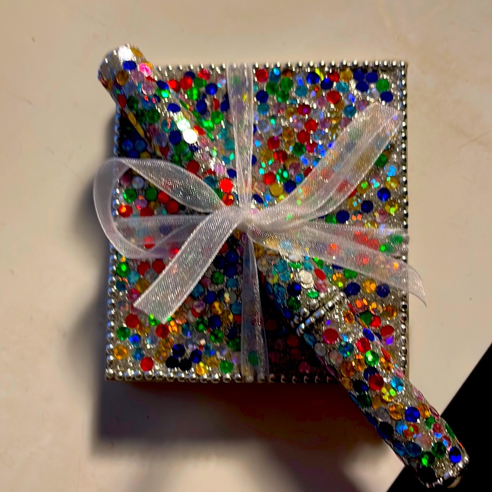 Indian note pad and matching pen. Made in India